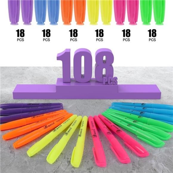 Kids 108 Pcs Highlighters Bulk‎ Assorted Colors Pen Home Office School Supplies - Picture 4 of 7